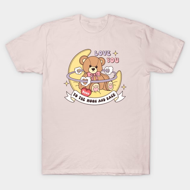 Love You To The Moon And Back XOXO Cute Teddy Bear T-Shirt by Pop Cult Store